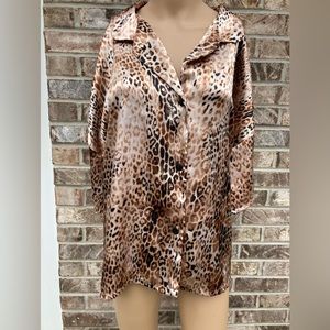 3X Animal Print Silky Pajama Top